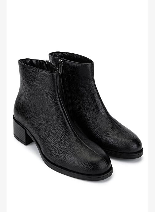 Tamer Tanca Kadın Hakiki Deri Siyah Floter Topuklu Bot - Görsel 3