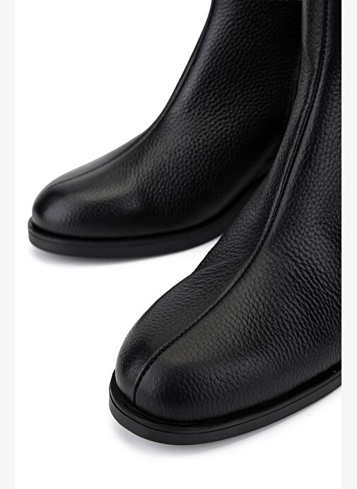 Tamer Tanca Kadın Hakiki Deri Siyah Floter Topuklu Bot - Görsel 5