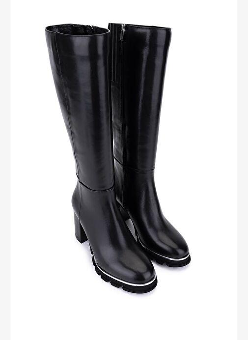 Tamer Tanca Kadın Hakiki Deri Siyah Topuklu Çizme - Görsel 3