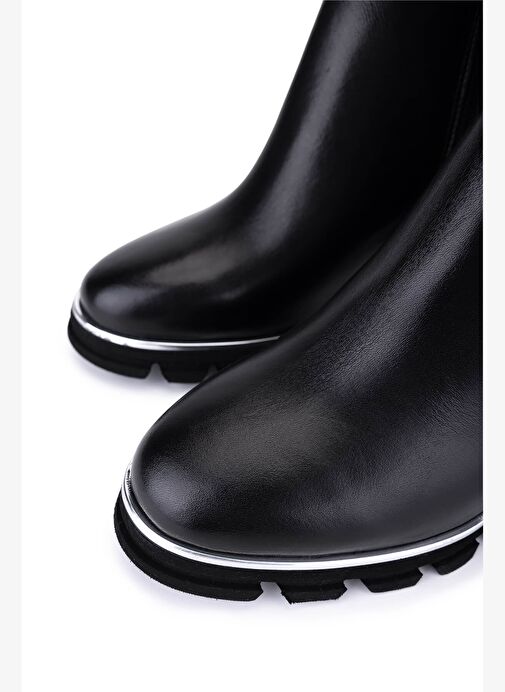 Tamer Tanca Kadın Hakiki Deri Siyah Topuklu Çizme - Görsel 4