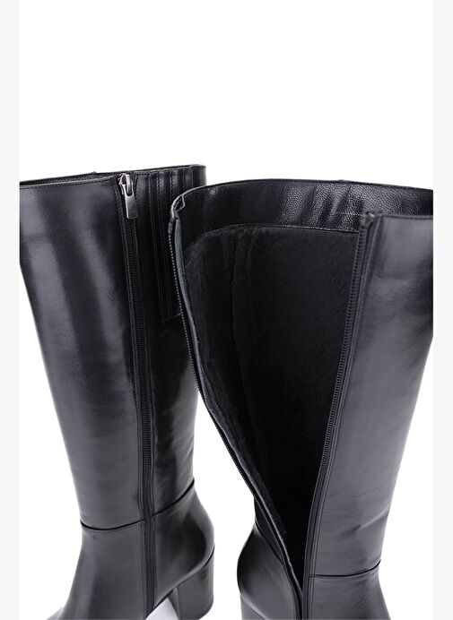 Tamer Tanca Kadın Hakiki Deri Siyah Topuklu Çizme - Görsel 6