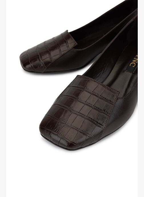 Tamer Tanca Kadın Hakiki Deri Kahverengi Topuklu Ayakkabı - Görsel 4