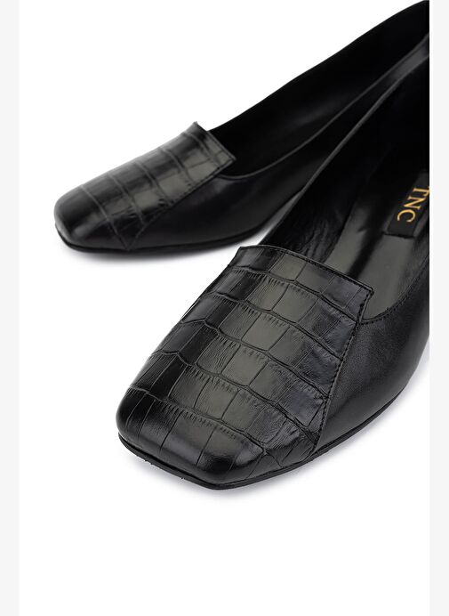 Tamer Tanca Kadın Hakiki Deri Siyah Kroko Topuklu Ayakkabı - Görsel 4