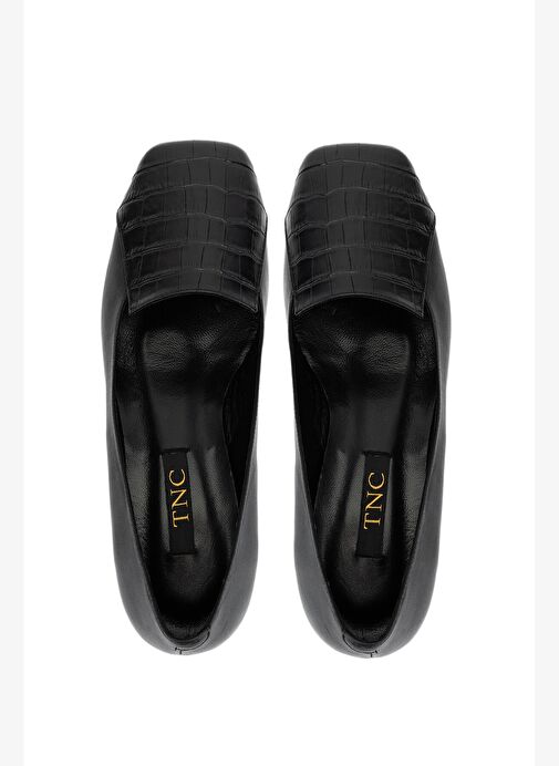 Tamer Tanca Kadın Hakiki Deri Siyah Kroko Topuklu Ayakkabı - Görsel 6