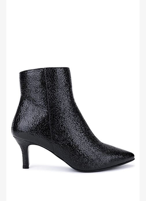 Tamer Tanca Kadın Hakiki Deri Siyah Rugan Topuklu Bot - Görsel 2