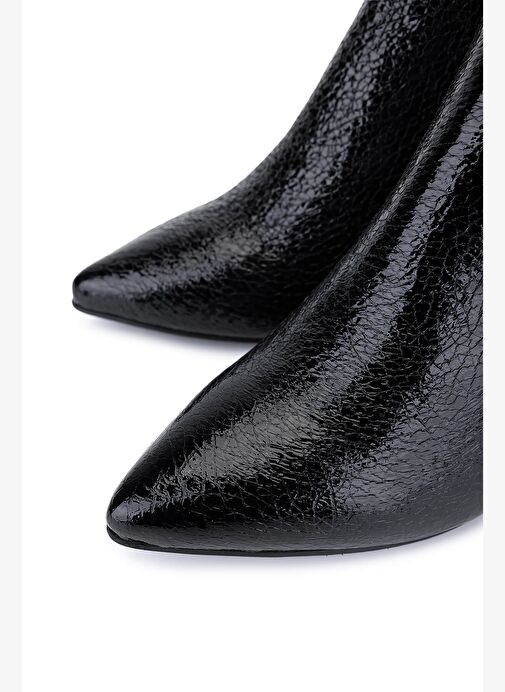 Tamer Tanca Kadın Hakiki Deri Siyah Rugan Topuklu Bot - Görsel 4