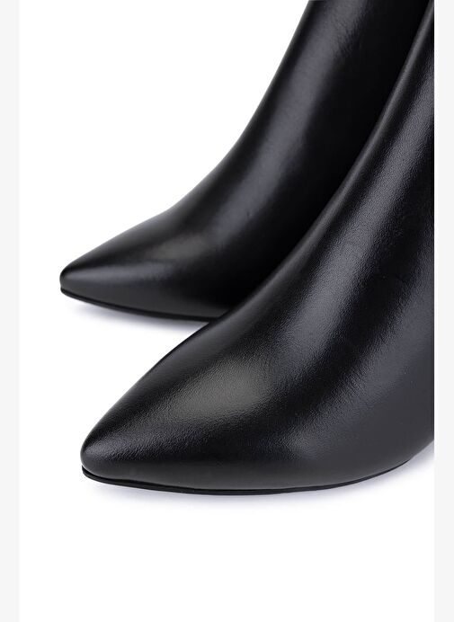 Tamer Tanca Kadın Hakiki Deri Siyah Deri Topuklu Bot - Görsel 4