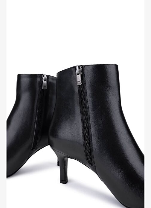Tamer Tanca Kadın Hakiki Deri Siyah Deri Topuklu Bot - Görsel 6