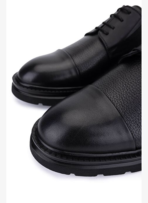 Tamer Tanca Erkek Hakiki Deri Siyah Casual Ayakkabı - Görsel 4