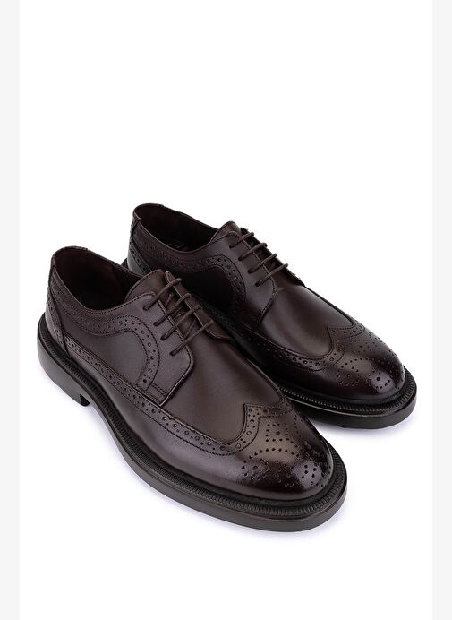 Tamer Tanca Erkek Hakiki Deri Kahverengi Klasik Ayakkabı - Görsel 3