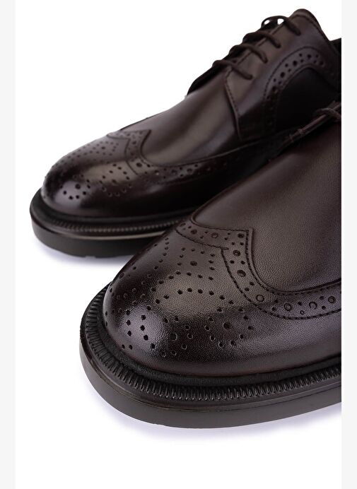 Tamer Tanca Erkek Hakiki Deri Kahverengi Klasik Ayakkabı - Görsel 4