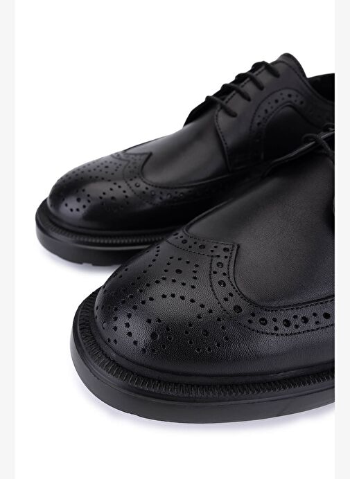 Tamer Tanca Erkek Hakiki Deri Siyah Klasik Ayakkabı - Görsel 4