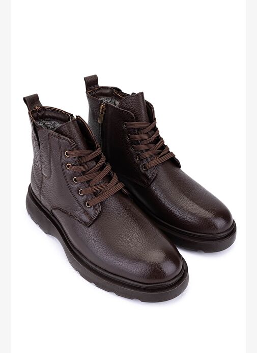 Tamer Tanca Erkek Hakiki Deri Kahverengi Casual Bot - Görsel 3