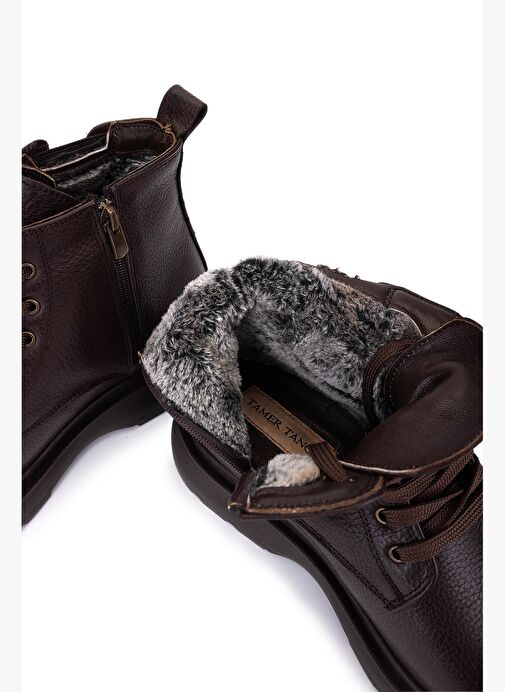 Tamer Tanca Erkek Hakiki Deri Kahverengi Casual Bot - Görsel 6