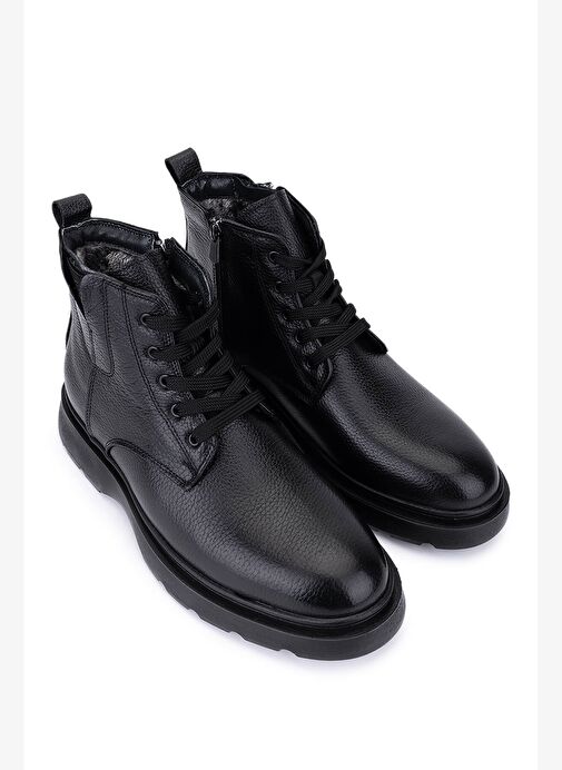 Tamer Tanca Erkek Hakiki Deri Siyah Casual Bot - Görsel 3