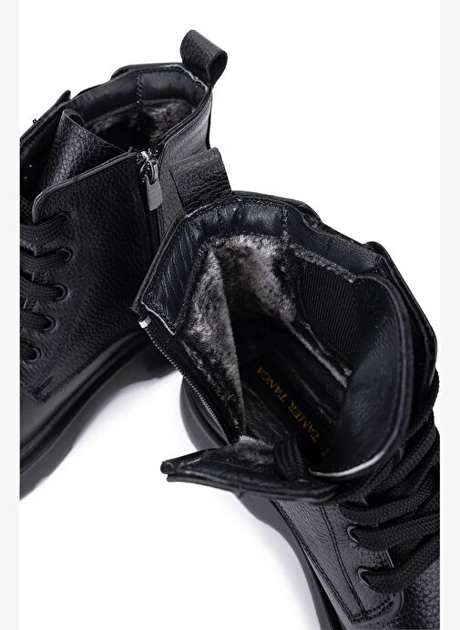 Tamer Tanca Erkek Hakiki Deri Siyah Casual Bot - Görsel 6