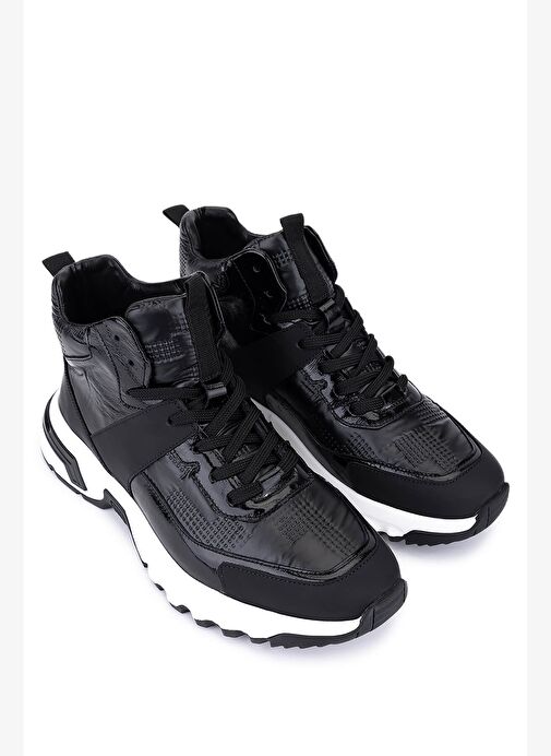 Tamer Tanca Erkek Hakiki Deri Siyah Sneakers & Spor Bot - Görsel 3