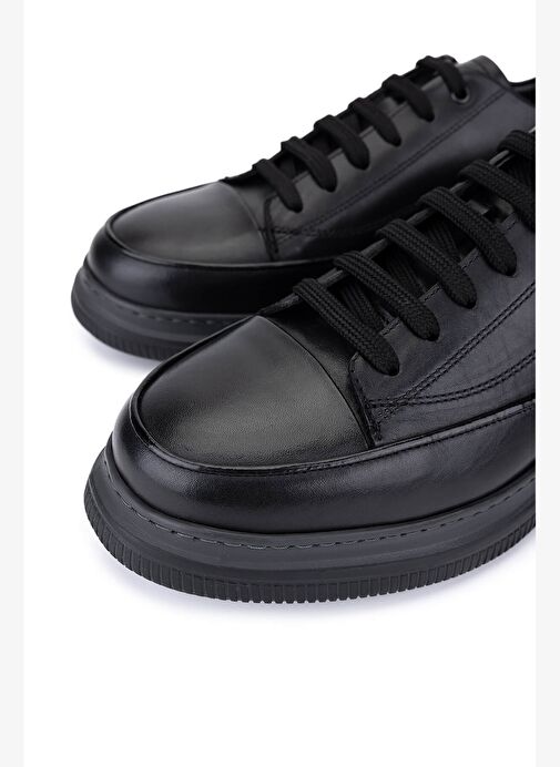 Tamer Tanca Erkek Hakiki Deri Siyah Deri Casual Ayakkabı - Görsel 4