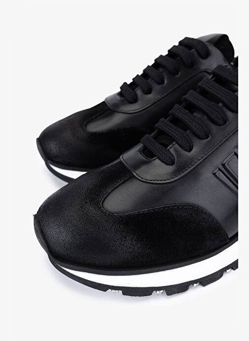 Valmenti Erkek Hakiki Deri Siyah Süet Sneakers & Spor Ayakkabı - Görsel 4