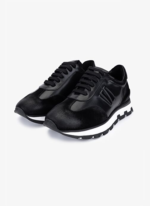 Valmenti Erkek Hakiki Deri Siyah Süet Sneakers & Spor Ayakkabı - Görsel 6