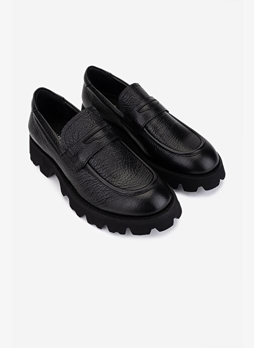 Valmenti Erkek Hakiki Deri Siyah Loafer Ayakkabı - Görsel 3