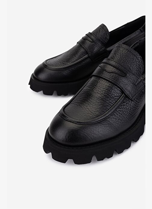Valmenti Erkek Hakiki Deri Siyah Loafer Ayakkabı - Görsel 4