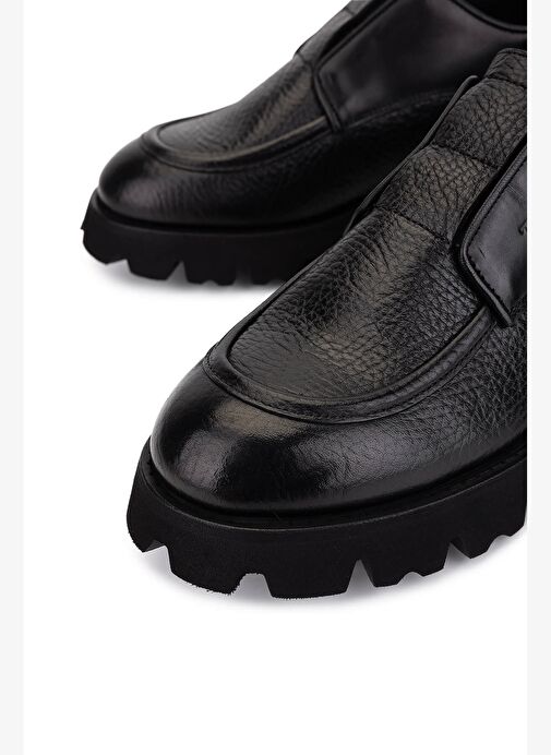 Tamer Tanca Erkek Hakiki Deri Siyah Casual Ayakkabı - Görsel 4