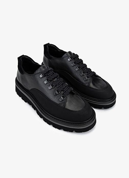 Valmenti Erkek Hakiki Deri Siyah Casual Ayakkabı - Görsel 3