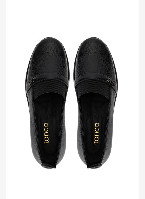 Tamer Tanca Kadın Hakiki Deri Siyah Floter Casual Ayakkabı - Görsel 6