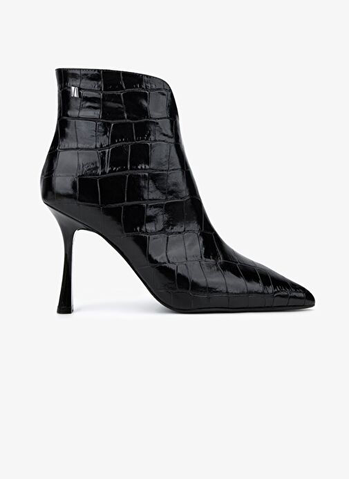 Valmenti Kadın Hakiki Deri Siyah Kroko Topuklu Bot - Görsel 2