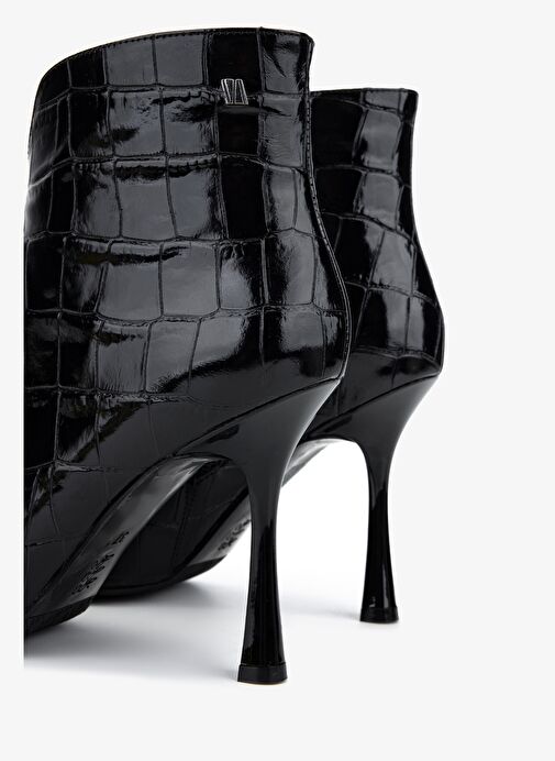 Valmenti Kadın Hakiki Deri Siyah Kroko Topuklu Bot - Görsel 5