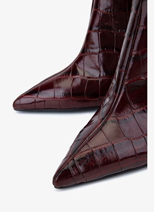 Valmenti Kadın Hakiki Deri Bordo Topuklu Bot - Görsel 4