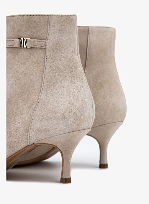 Valmenti Kadın Hakiki Deri Bej Süet Topuklu Bot - Görsel 6