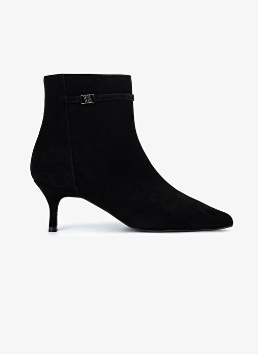 Valmenti Kadın Hakiki Deri Siyah Süet Topuklu Bot - Görsel 2
