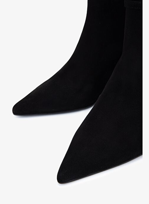 Valmenti Kadın Hakiki Deri Siyah Süet Topuklu Bot - Görsel 4