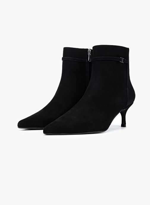 Valmenti Kadın Hakiki Deri Siyah Süet Topuklu Bot - Görsel 5