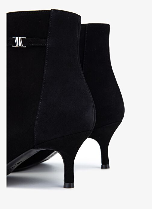 Valmenti Kadın Hakiki Deri Siyah Süet Topuklu Bot - Görsel 6