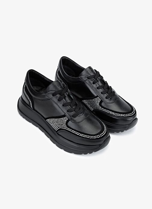 Valmenti Kadın Hakiki Deri Siyah Sneakers & Spor Ayakkabı - Görsel 3