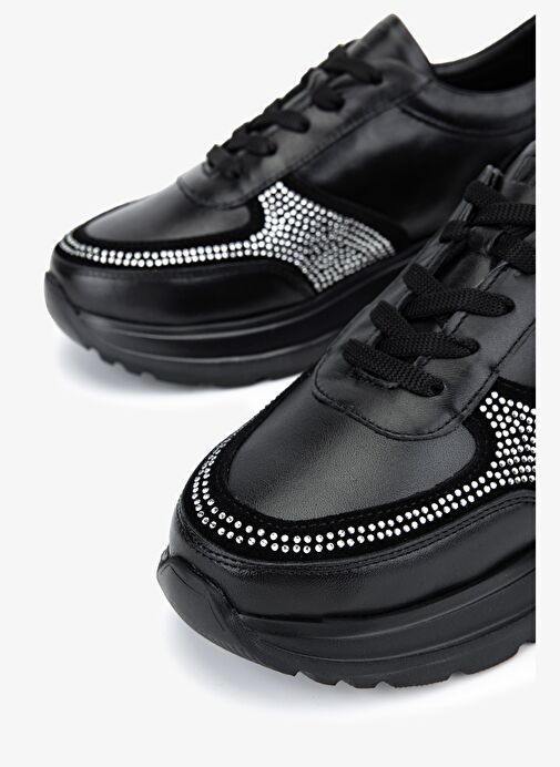Valmenti Kadın Hakiki Deri Siyah Sneakers & Spor Ayakkabı - Görsel 4
