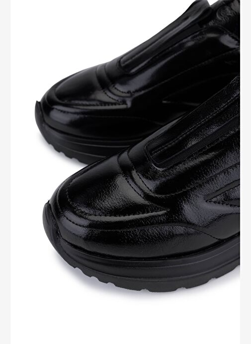 Tamer Tanca Kadın Hakiki Deri Siyah Rugan Sneakers & Spor Ayakkabı - Görsel 4
