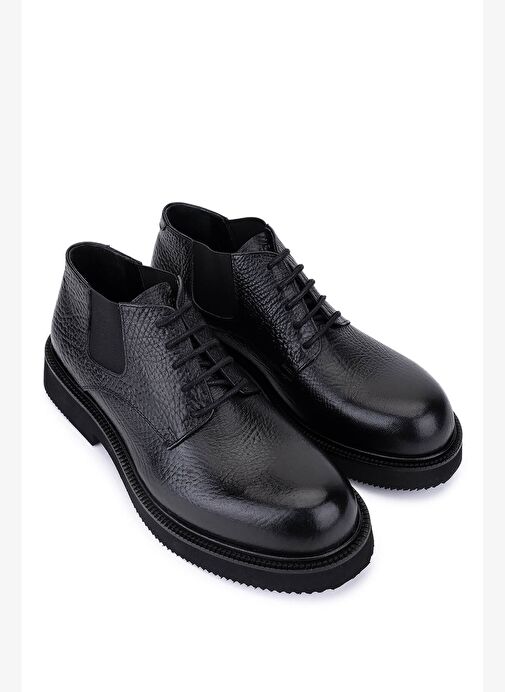 Tamer Tanca Erkek Hakiki Deri Siyah Klasik Bot - Görsel 3