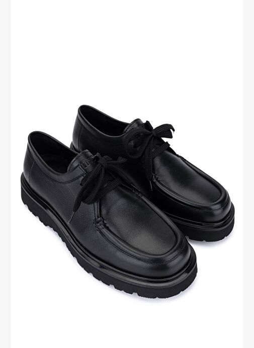 Tamer Tanca Erkek Hakiki Deri Siyah Deri Loafer Ayakkabı - Görsel 3