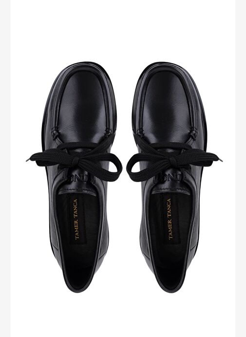 Tamer Tanca Erkek Hakiki Deri Siyah Deri Loafer Ayakkabı - Görsel 6