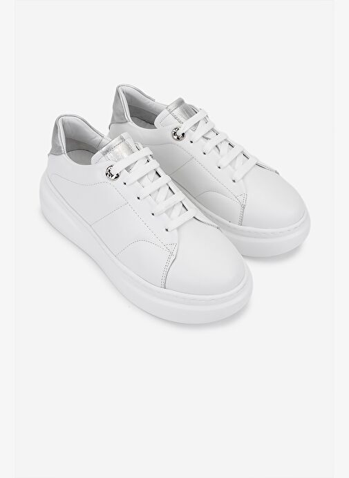 Valmenti Kadın Hakiki Deri Beyaz/Lame Sneakers & Spor Ayakkabı - Görsel 3