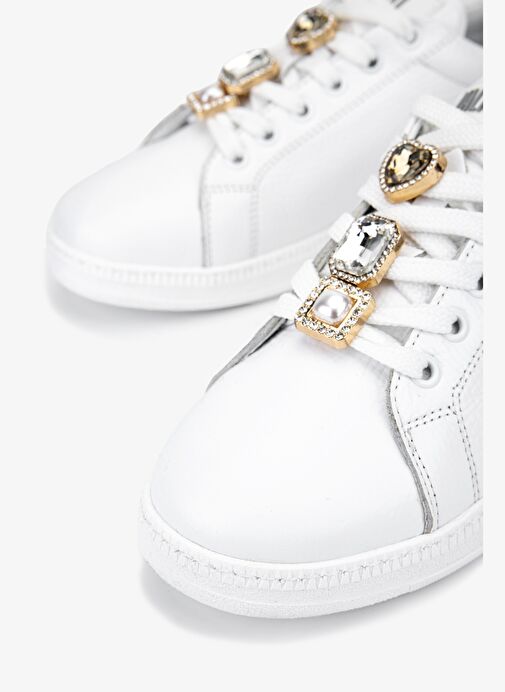 Valmenti Kadın Hakiki Deri Kırık Beyaz Sneakers & Spor Ayakkabı - Görsel 4