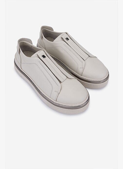 Valmenti Kadın Hakiki Deri Kırık Beyaz Sneakers & Spor Ayakkabı - Görsel 3