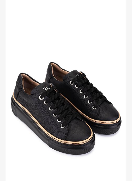Tamer Tanca Kadın Hakiki Deri Siyah Floter Sneakers & Spor Ayakkabı - Görsel 3