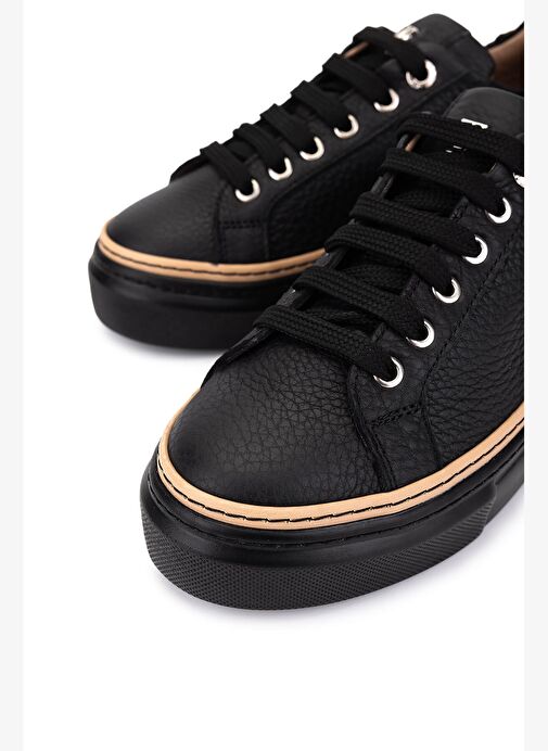 Tamer Tanca Kadın Hakiki Deri Siyah Floter Sneakers & Spor Ayakkabı - Görsel 4