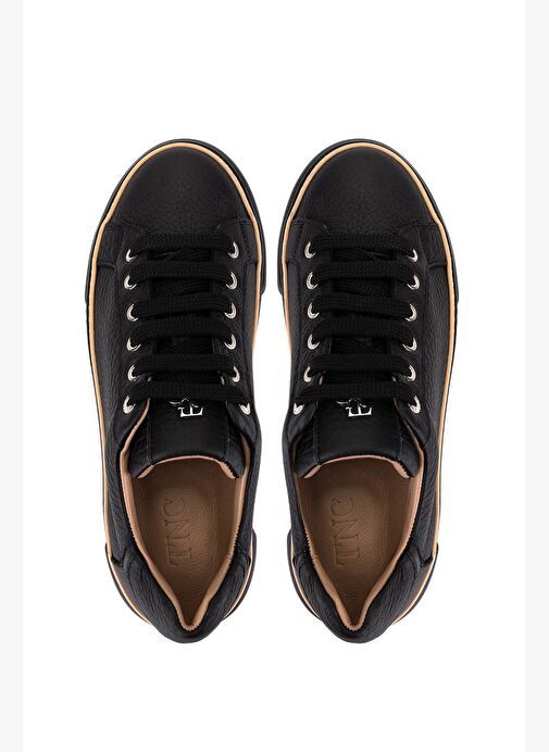 Tamer Tanca Kadın Hakiki Deri Siyah Floter Sneakers & Spor Ayakkabı - Görsel 6
