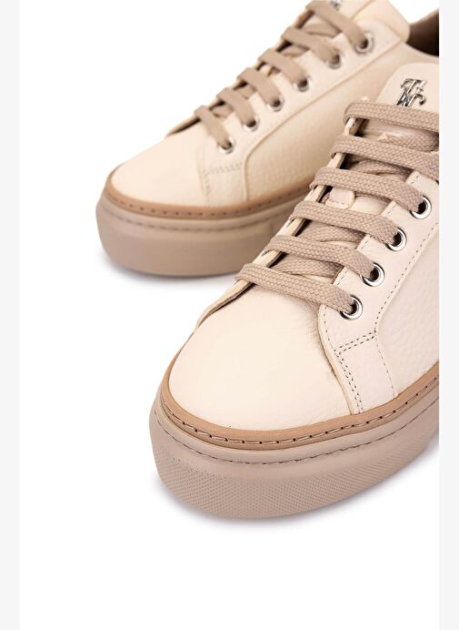 Tamer Tanca Kadın Hakiki Deri Bej Sneakers & Spor Ayakkabı - Görsel 4